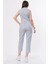 Çizgili Yelek ve Kemerli Pantolon Kot Gabardin Kumaş Takım 9107 4