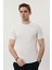Sıfır Yaka Bisiklet Yaka Petek Dokulu Likralı Beyaz Erkek Tshirt 5