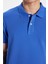 Erkek Slim Fit Dar Kesim %100 Pamuk Koyu Mavi Polo Yaka Tişört 4