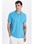 Erkek Slim Fit Dar Kesim %100 Pamuk Mavi Polo Yaka Tişört 4