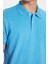 Erkek Slim Fit Dar Kesim %100 Pamuk Mavi Polo Yaka Tişört 3
