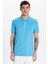 Erkek Slim Fit Dar Kesim %100 Pamuk Mavi Polo Yaka Tişört 1