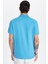 Erkek Slim Fit Dar Kesim %100 Pamuk Mavi Polo Yaka Tişört 5