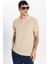 Erkek Slim Fit Dar Kesim Pamuk Bej Polo Yaka Tişört 2
