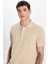 Erkek Slim Fit Dar Kesim Pamuk Bej Polo Yaka Tişört 4