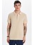 Erkek Slim Fit Dar Kesim Pamuk Bej Polo Yaka Tişört 1