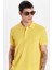 Erkek Slim Fit Dar Kesim %100 Pamuk Sarı Polo Yaka Tişört 2