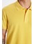 Erkek Slim Fit Dar Kesim %100 Pamuk Sarı Polo Yaka Tişört 3