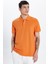 Erkek Slim Fit Dar Kesim Pamuk Turuncu Polo Yaka Tişört 4