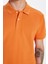 Erkek Slim Fit Dar Kesim Pamuk Turuncu Polo Yaka Tişört 3