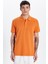 Erkek Slim Fit Dar Kesim Pamuk Turuncu Polo Yaka Tişört 1