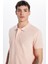 Erkek Slim Fit Dar Kesim Pamuk Somon Polo Yaka Tişört 2