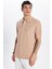 Erkek Slim Fit Dar Kesim %100 Pamuk Vizon Polo Yaka Tişört 3