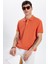 Erkek Slim Fit Dar Kesim Pamuk Turuncu Polo Yaka Tişört 3