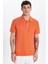 Erkek Slim Fit Dar Kesim Pamuk Turuncu Polo Yaka Tişört 1