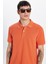 Erkek Slim Fit Dar Kesim Pamuk Turuncu Polo Yaka Tişört 2