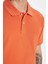 Erkek Slim Fit Dar Kesim Pamuk Turuncu Polo Yaka Tişört 4