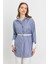 4298A Çizgili Kemerli Tunik Saks 3