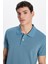 Erkek Slim Fit Dar Kesim Pamuk Indigo Polo Yaka Tişört 1