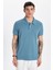 Erkek Slim Fit Dar Kesim Pamuk Indigo Polo Yaka Tişört 4