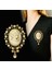 Zirkon Taşlı Altın Renk Vintage Oksideli Tasarım Cameo Kraliçe Broş 1