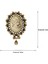 Zirkon Taşlı Altın Renk Vintage Oksideli Tasarım Cameo Kraliçe Broş 2