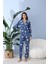 Kadın 30013 Boydan Düğmeli Uzun Kol Pijama Takımı Mavi 1