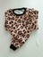 Kız Çocuk Uzun Kollu Kahverengi Siyah Noktalı Leopar Desenli Pijama Takımı 2