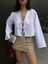 Kadın Beyaz Poplin Önden Bağlamalı Bluz 29085 3