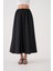 Kadın Siyah Vual Kumaş Kırışık Uzun Astarlı Etek 29062 3