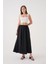 Kadın Siyah Vual Kumaş Kırışık Uzun Astarlı Etek 29062 4