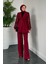 Marbella Kolları Payet Blazer Ceket Pantolon Takım Bordo 2