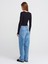 71785 Kalın Kumaş Boru Paça Denim Pantolon-Mavi 1