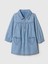 Kız Bebek Mavi Kalp Işlemeli Denim Elbise 1
