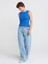 71787 Paçası Dikişsiz Geniş Denim Pantolon-Gri 1