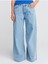 71787 Paçası Dikişsiz Geniş Denim Pantolon-Gri 4