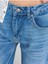 71790 Boru Paça Efektli Kumaş Denim Pantolon-Mavi 3