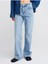 71792 Kar Yıkama Wideleg Denim Pantolon-Mavi 3