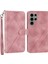 Samsung Galaxy S25 Ultra Kılıf Baskılı Çizgi Deri Telefon Kılıfı Kullanışlı Askılı-Pembe (Yurt Dışından) 1