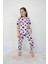 Isob Lila Çiçek Desenli %100 Pamuk Kız Çocuk Kısa Kollu Pijama Takımı 3-8 Yaş 21209-L 2