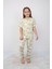 Isob Yeşil Çiçek Desenli %100 Pamuk Kız Çocuk Kısa Kollu Pijama Takımı 3-8 Yaş 21210-Y 1