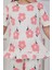 Isob Ekru Çiçek Desenli %100 Pamuk Kız Çocuk Kısa Kollu Pijama Takımı 3-8 Yaş 21207-E 2
