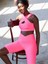 Neon Pembe Çapraz Bel Tasarımlı Biker Tayt ( Bisikletçi Taytı ) 5