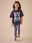 Kız Çocuk Karakter Desen Baskılı Oversize T-Shirt ve Renkli Desenli Tayt Alt Üst Takım 1