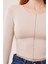 Ters Dikişli Basic Krem Body Bluz 3