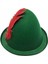 Yeşil Renk Kırmızı Tüylü Peter Pan Şapkası Robin Hood Şapkası 24 x 23 cm - MCT5338-3615 3