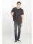 %100 Pamuk Relaxed Fit Geniş Kesim Bisiklet Yaka Antrasit Basic T-Shirt 3