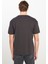 %100 Pamuk Relaxed Fit Geniş Kesim Bisiklet Yaka Antrasit Basic T-Shirt 5