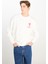 Loose Fit Rahat Kesim Bisiklet Yaka Beyaz Sweatshirt 2