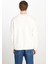 Loose Fit Rahat Kesim Bisiklet Yaka Beyaz Sweatshirt 5